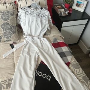 Preston & York White Wide Leg Jumpsuit